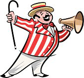 Cartoon of a circus barker